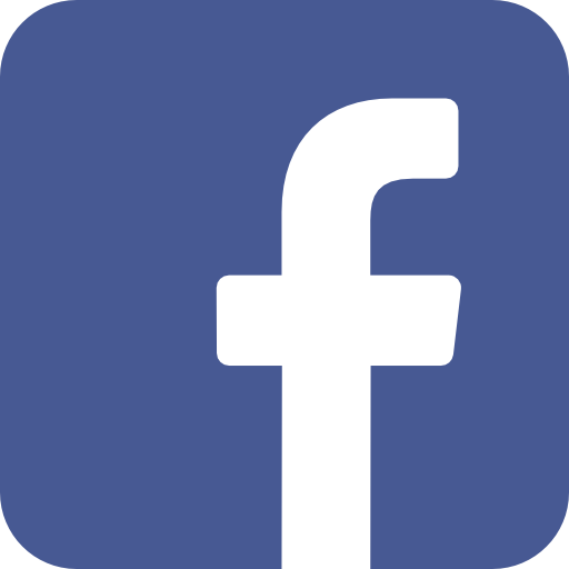 A white lowercase f on a blue square background, representing the Facebook logo.