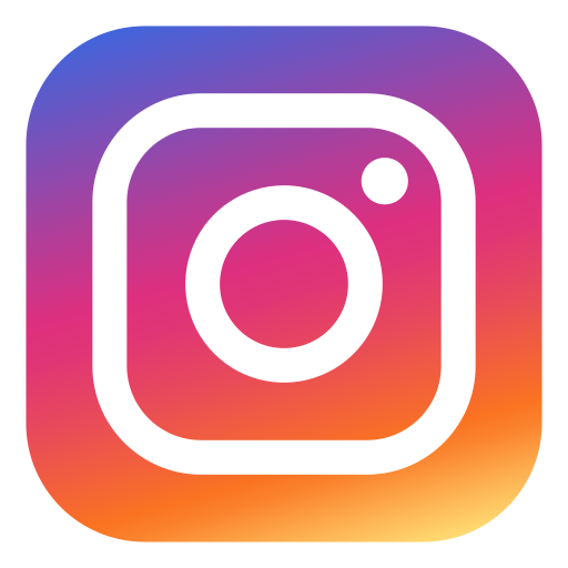 The Instagram logo features a white camera outline with a circular lens and viewfinder on a gradient background that transitions from purple at the top, through red and orange, to yellow at the bottom.